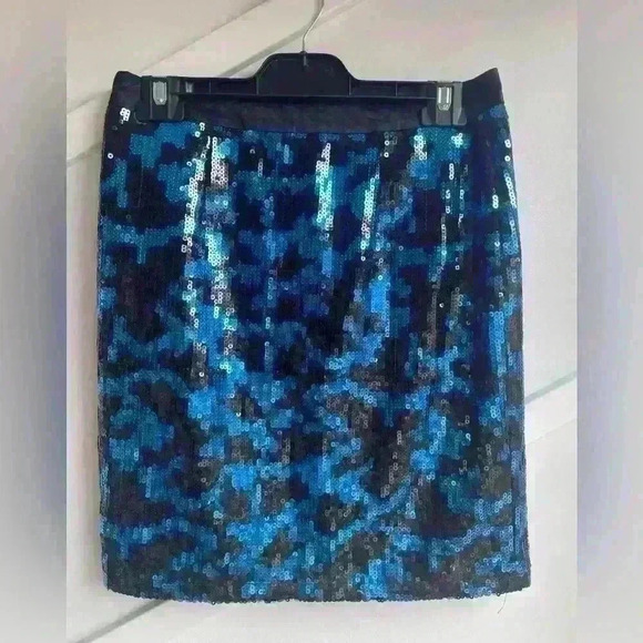 BCBG Paris metallic mini sequin skirt cobalt blue size  0 - Picture 7 of 10